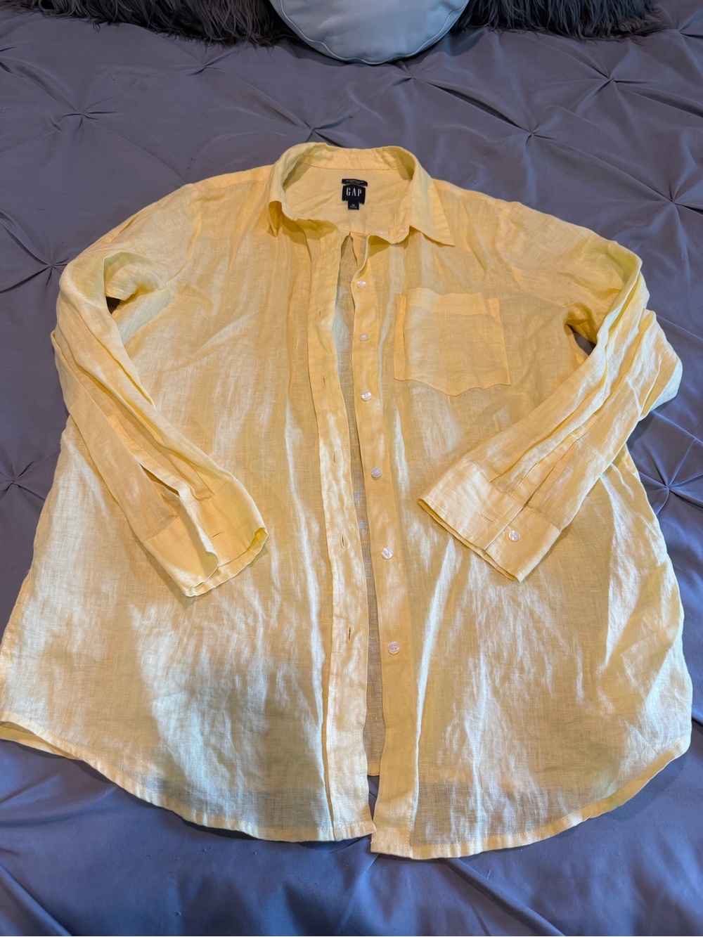 GAP Pale Yellow Linen Button-Front Shirt